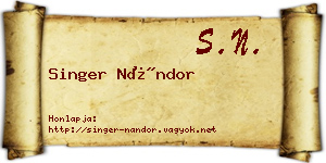 Singer Nándor névjegykártya